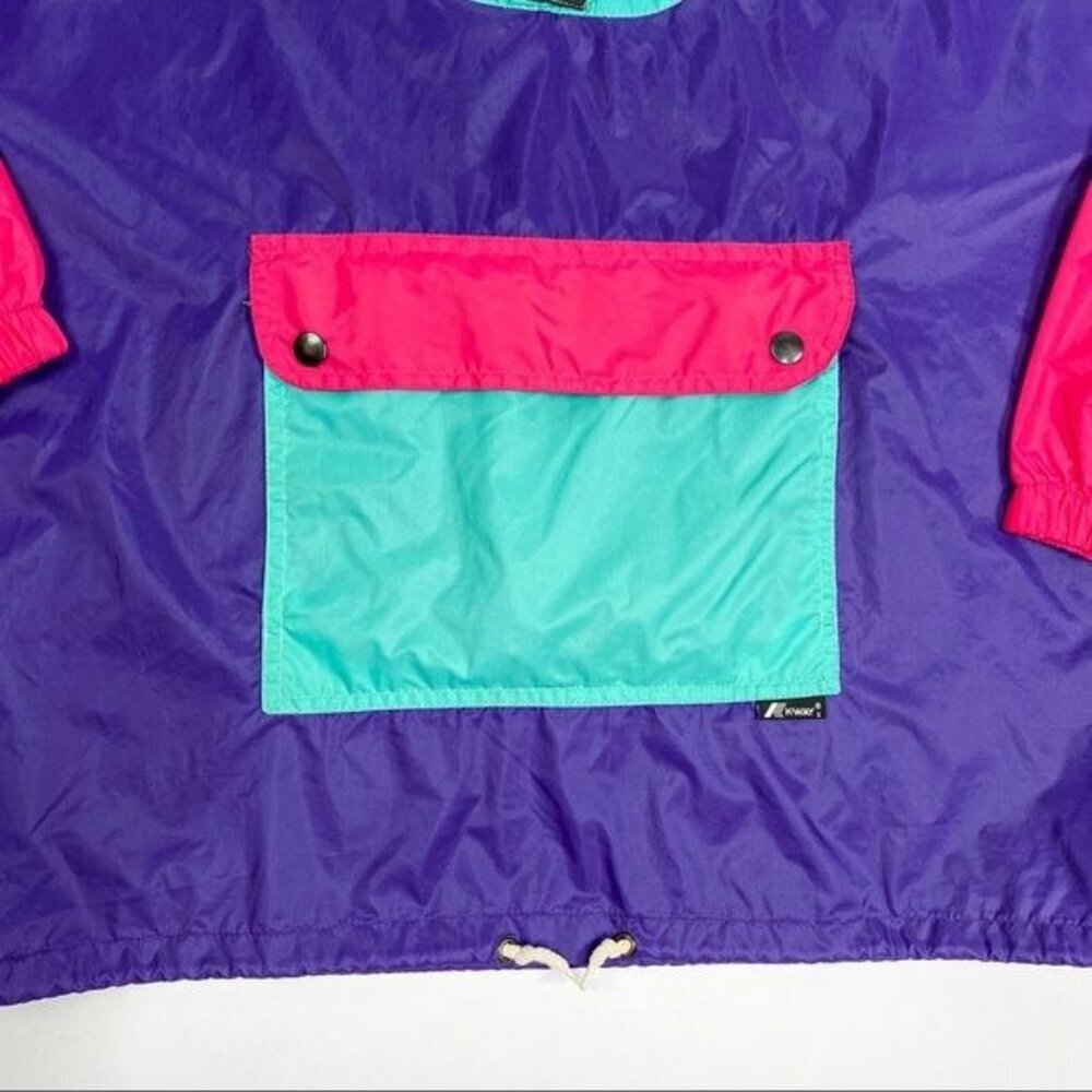 KWAY Multi Color Waterproof Hooded Windbreaker 2 in 1 Bag S - Picture 7 of 16